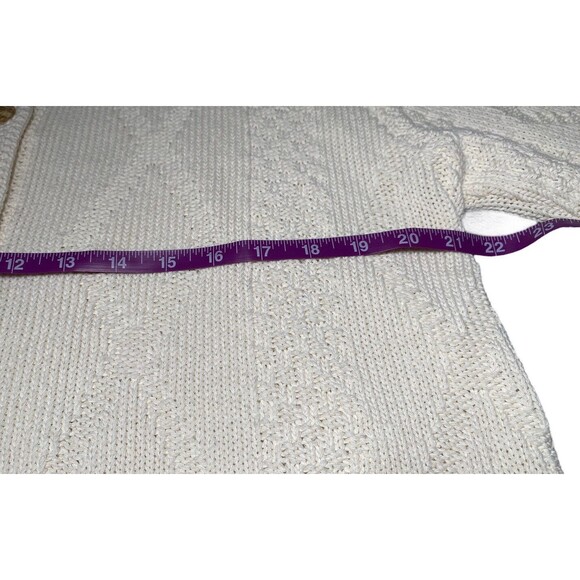 Binghamton Knitting Co. Women's Medium Cream Cardigan Sweater Chunky Knit Button - Picture 8 of 9